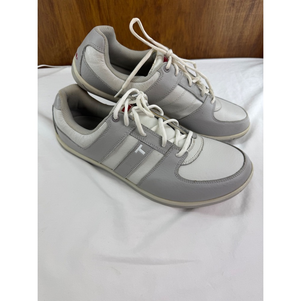 True Linkswear Men's V1-0002-130 Grey White Leather Spikeless Golf Shoes Size 13